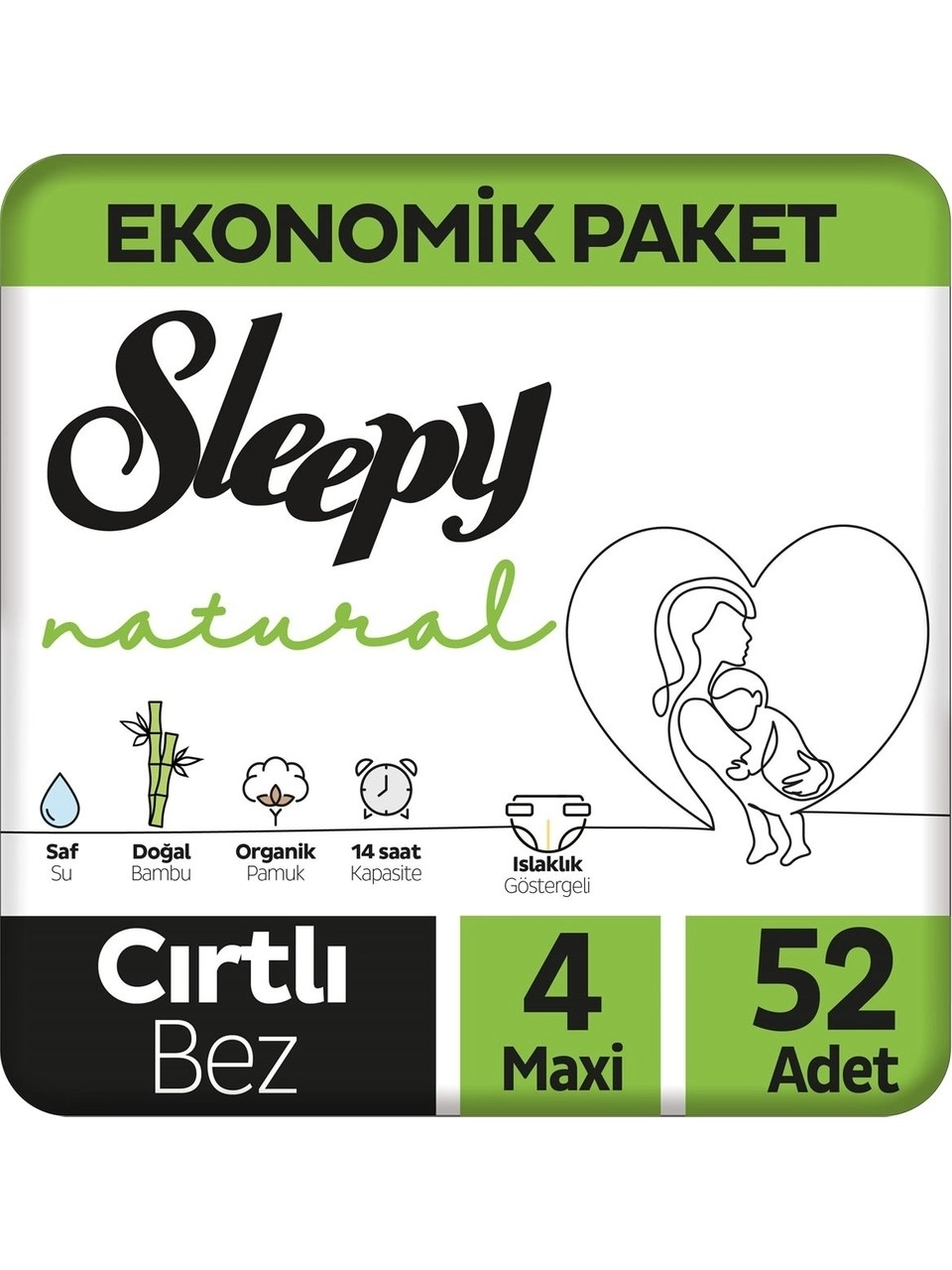 Sleepy Natural 4 Numara Maxi 52’li Bebek Bezi