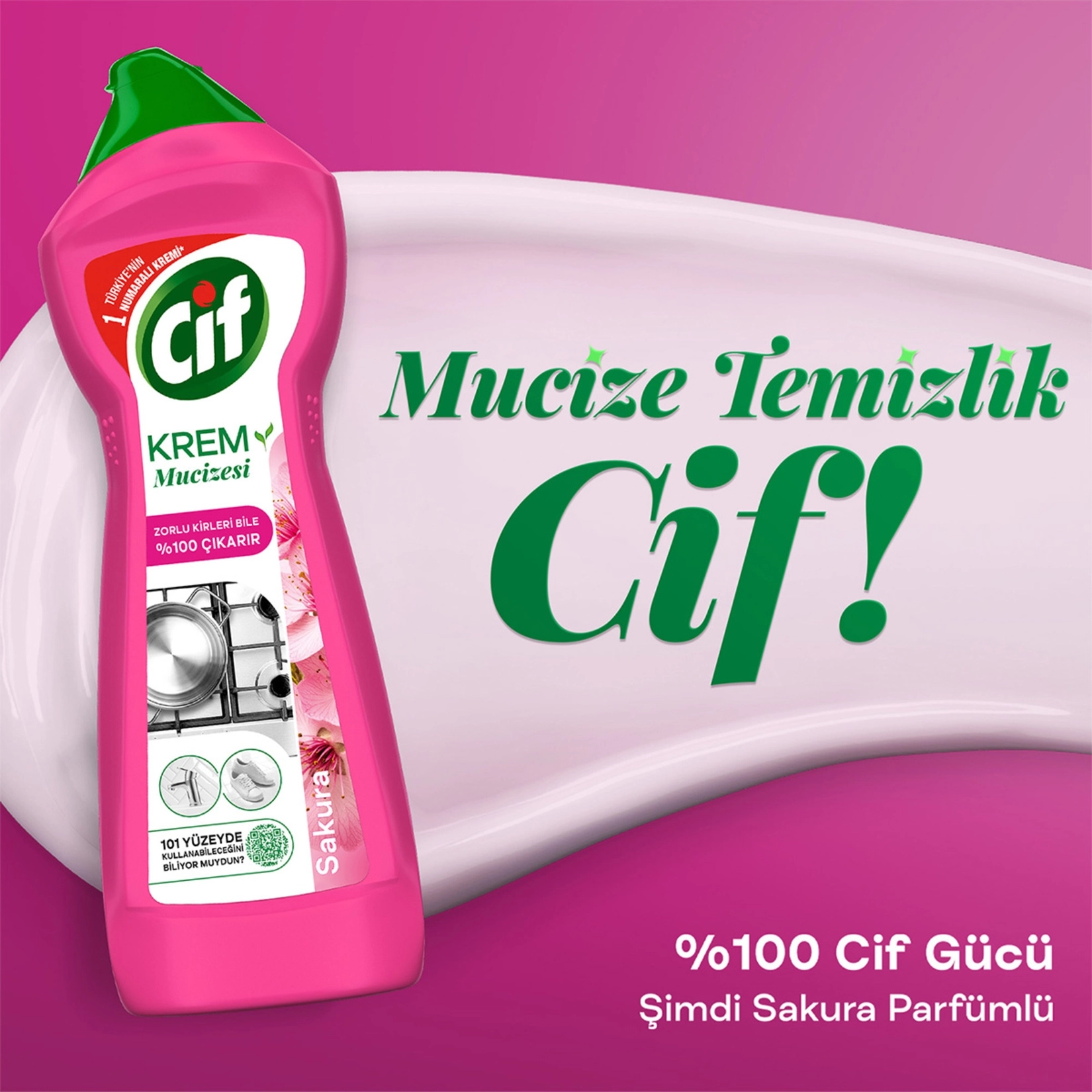 Cif Krem Sakura Mutfak Banyo Temizleyici 500 ml