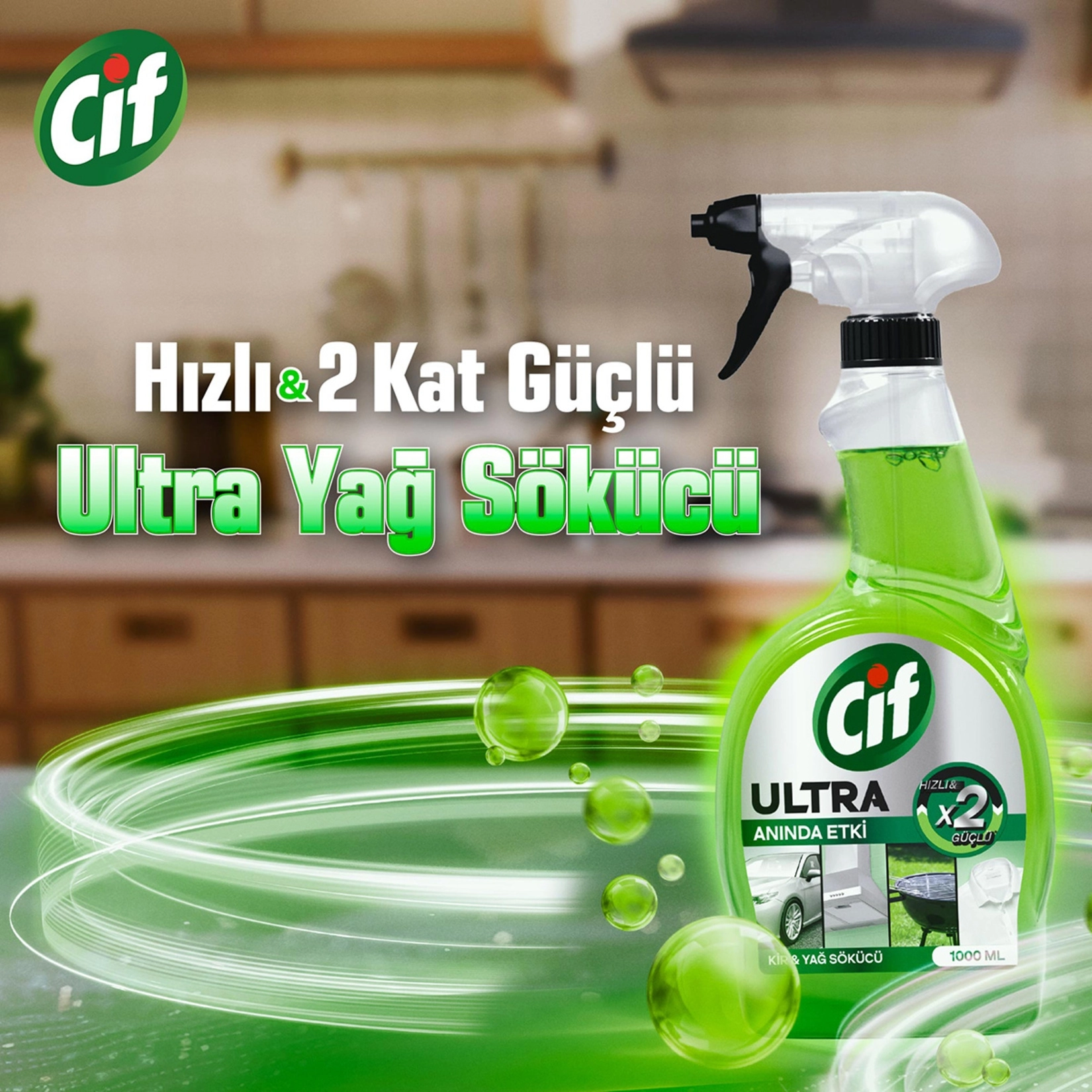 Cif Ultra Anında Etki Kir ve Yağ Çözücü 1 lt