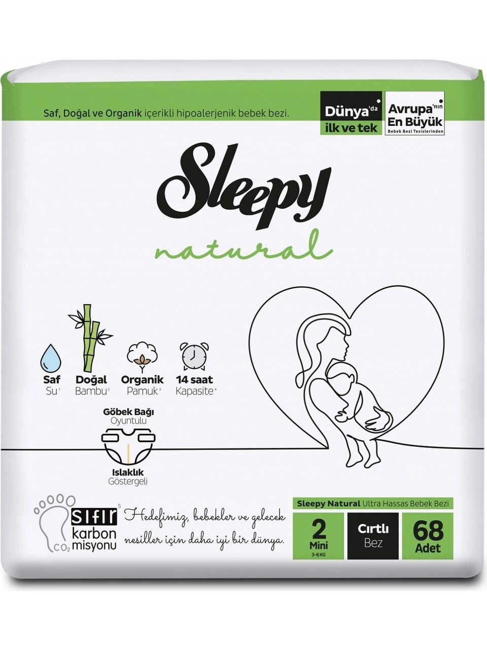 Sleepy Natural 2 Numara Mini 68’li Bebek Bezi