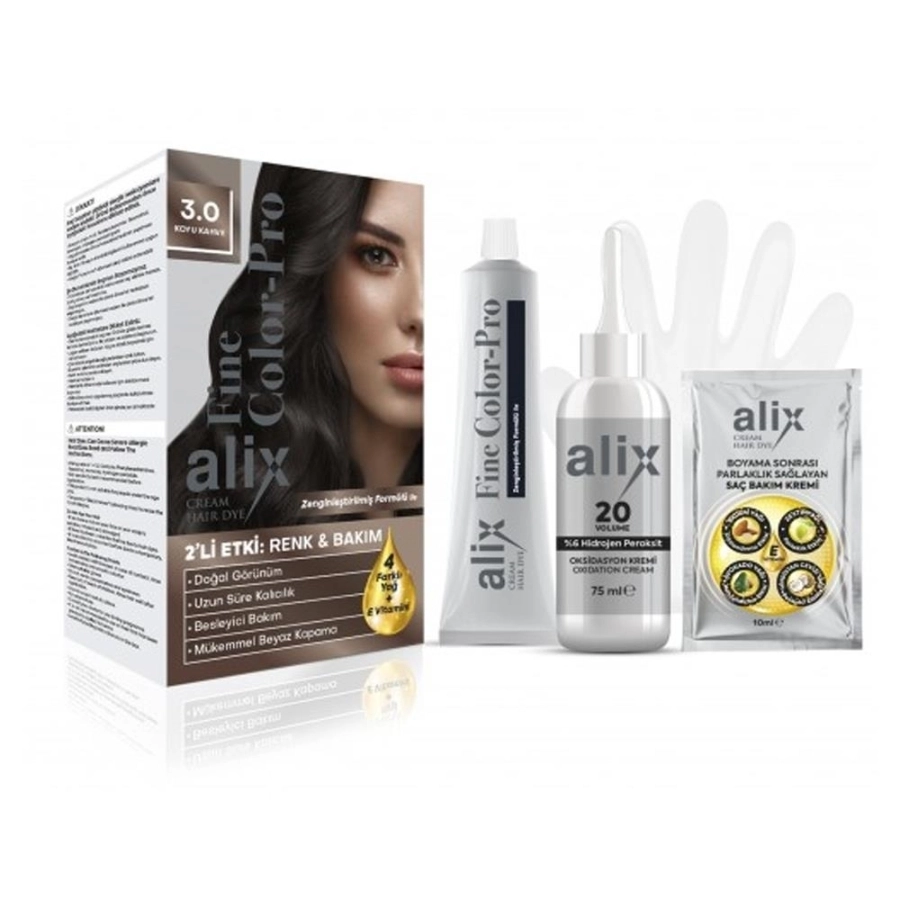 Alix Kit Saç Boyası 3.0 Koyu Kahve