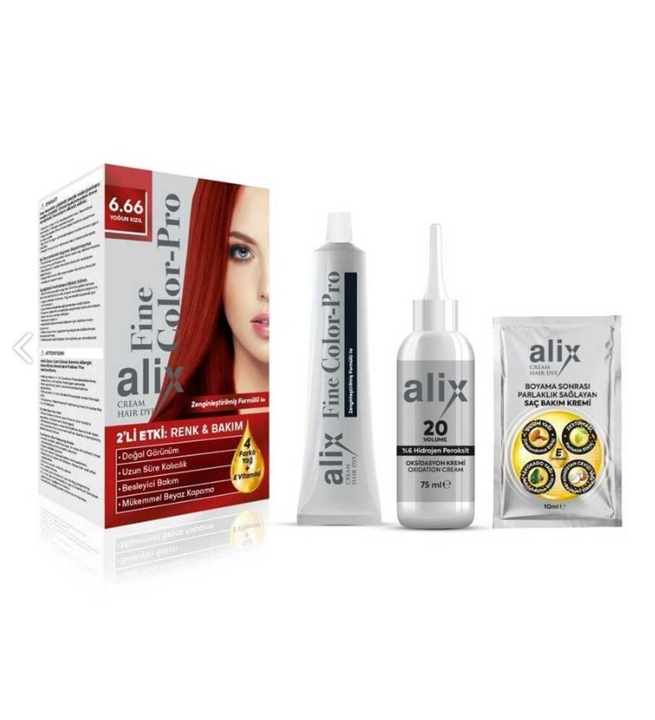 Alix Kit Saç Boyası Color Pro 6.66 Yoğun Kızıl