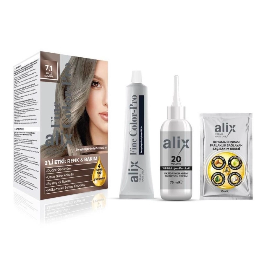Alix Kit Saç Boyası 7.1 Küllü Kumral