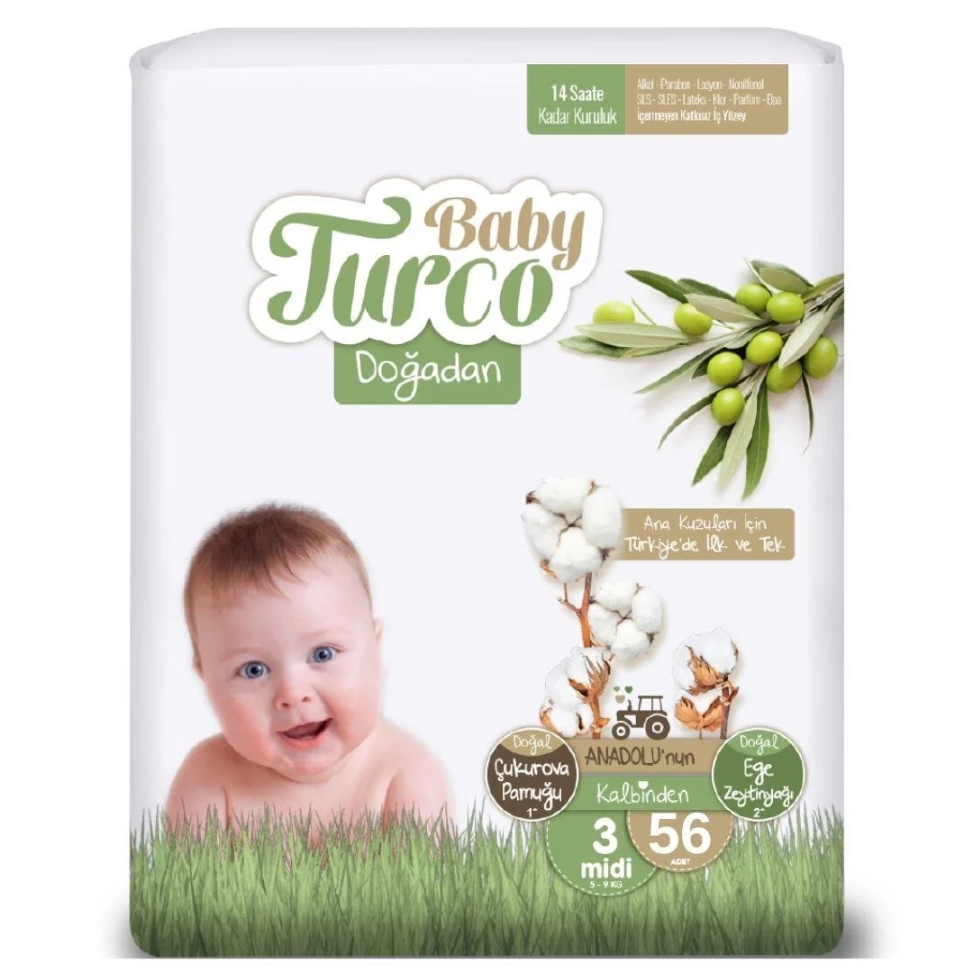 Baby Turco Doğadan 3 Numara Midi 56’lı Bebek Bezi