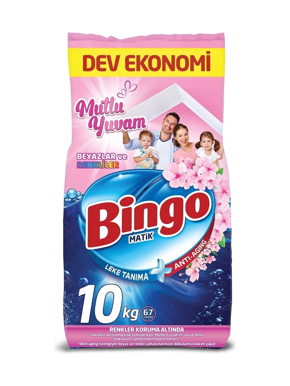 Bingo Matik Mutlu Yuvam Beyazlar ve Renkliler için 10 kg Toz Deterjan