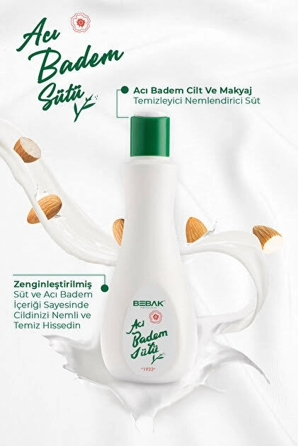 Bebak Acı Badem Nemlendirici 120 ml Makyaj ve Yüz Temizleme Sütü