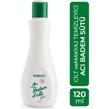 Bebak Acı Badem Nemlendirici 120 ml Makyaj ve Yüz Temizleme Sütü
