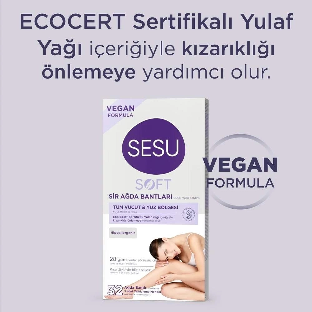 Sesu Soft Tüm Vücut ve Yüz Bölgesi 32’li Sir Ağda Bandı