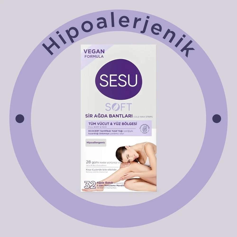 Sesu Soft Tüm Vücut ve Yüz Bölgesi 32’li Sir Ağda Bandı
