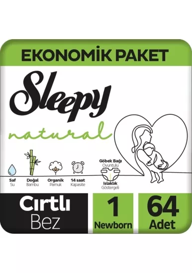 Sleepy Natural 1 Numara Yenidoğan 64’lü Bebek Bezi