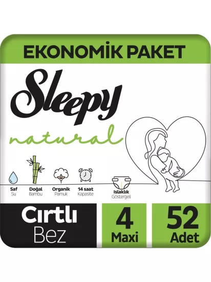 Sleepy Natural 4 Numara Maxi 52’li Bebek Bezi