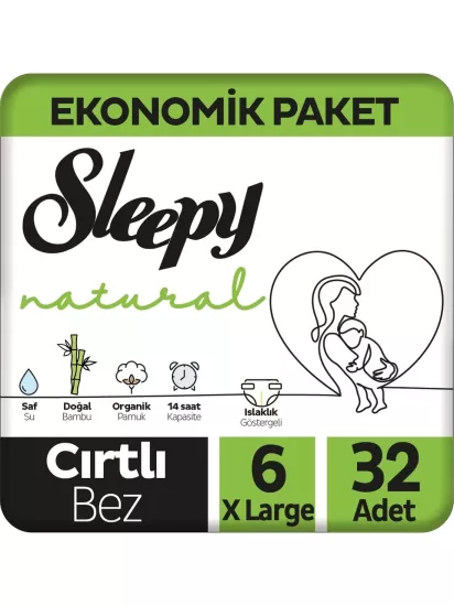 Sleepy Natural 6 Numara X Large 32’li Bebek Bezi