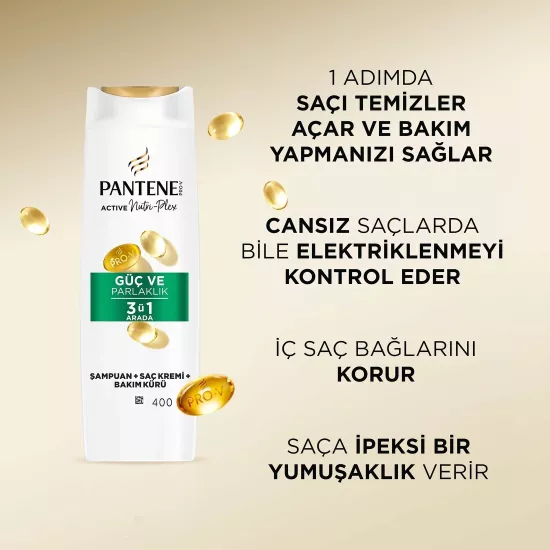 Pantene Güç Ve Parlaklık 3’Ü 1 Arada Şampuan 400Ml