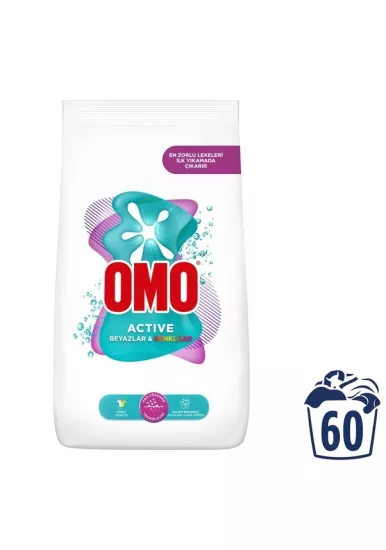 Omo Active Beyazlar ve Renkliler için 9 kg Toz Deterjan