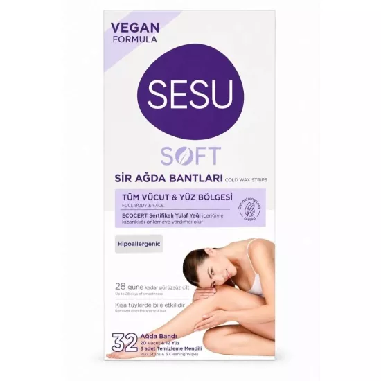 Sesu Soft Tüm Vücut ve Yüz Bölgesi 32’li Sir Ağda Bandı