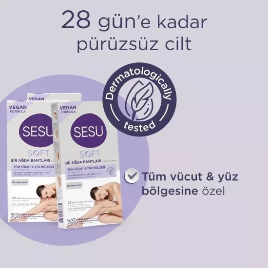 Sesu Soft Tüm Vücut ve Yüz Bölgesi 32’li Sir Ağda Bandı
